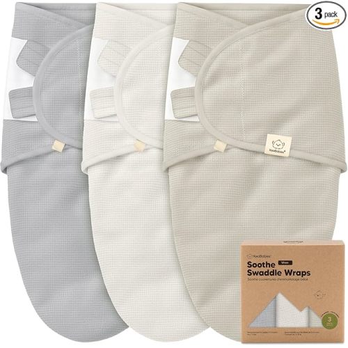 3-Pack Organic Swaddles for Newborns, Baby Sleep Sacks 0-3 Months - Baby Swaddle Wrap, Newborn Wearable Blanket, Infant Sleep Sack for Girls, Boys, Soft & Snug, Large Hook & Loop Closure (Granite)