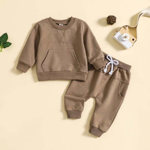 Ovbmpzd Baby Boy Clothing Long Sleeve Solid Cotton Sweat Suit Set Infant Pajamas 6-12 Months