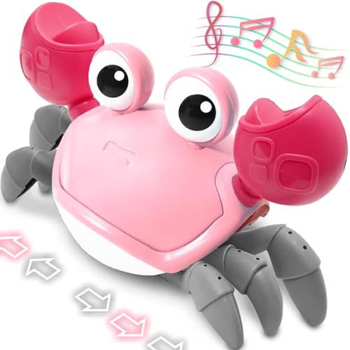 Pbooo Tummy Time Crawling Crab Baby Toy 3-6 Months Learning Walking Dancing Crab Toys for Babies 6-12 9-12 12-18 Months,Infant Toddler Development Toys Age 1-2 1st Birthday Gift