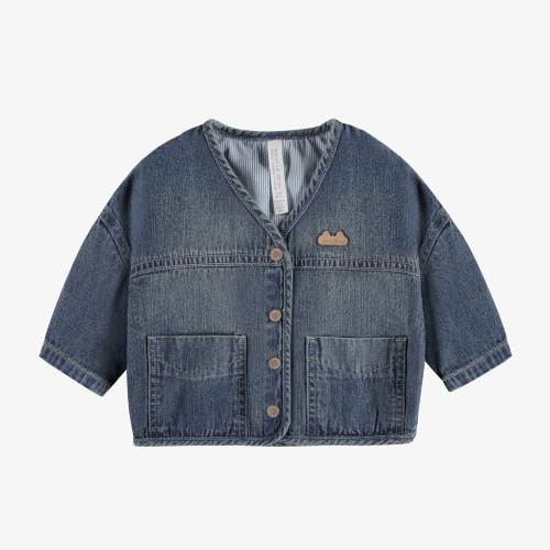 Blouson coupe ample à manches longues en denim léger bleu moyen, naissance - Souris Mini