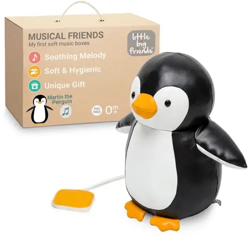 Little Big Friends Musical Baby Toy – Soft Plush Pull-String Cord Classical Toy for Baby & Toddlers | Soothing Stuffed Cuddly Animal Gift | Martin The Penguin
