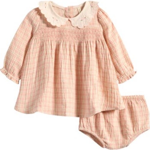 Kids' Callie Embroidered Collar Plaid Dress & Bloomers Set, 0-3M