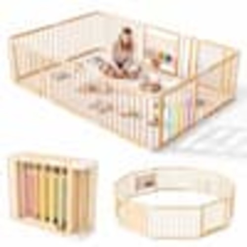 BOZTIY Wooden Baby Playpen Adjustable Size and Shape Foldable Baby Fence with Gate Kid Play Yard Wood Fired Outdoor Pizza Oven PSL004-BK-16HD01