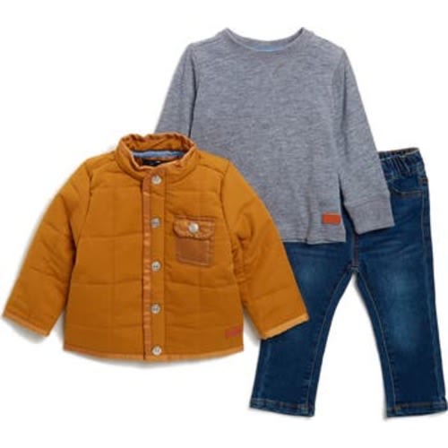 Quilted Jacket, Top & Jeans Set