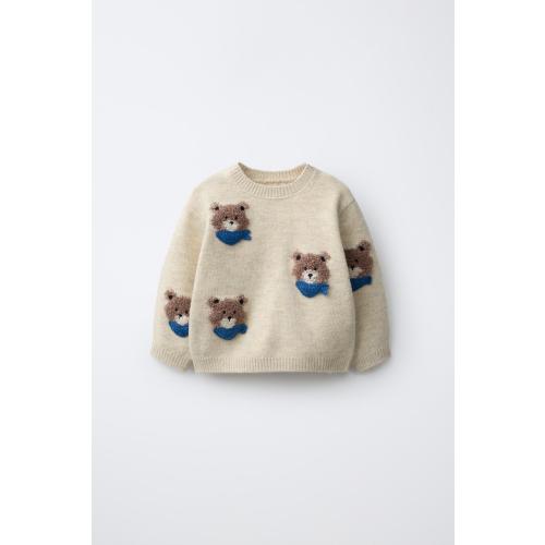BEAR EMBROIDERED KNIT JUMPER - Light beige | ZARA United States