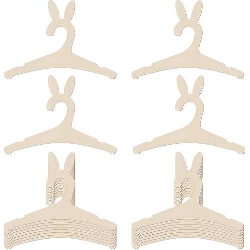 20 Pack Wooden Bunny Ears Newborn Baby Girl Boy Hangers for Nursery, 9 Inch Kids Toddlers Children Infant Hangers for Baby Shower Crate Closet Clothing Storage