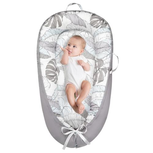 Baby Lounger for Newborn - Portable Infant Seat with Breathable Cover, Adjustable Cotton Bed for Floor Play & Travel | Newborn Essentials Gift 0-24M