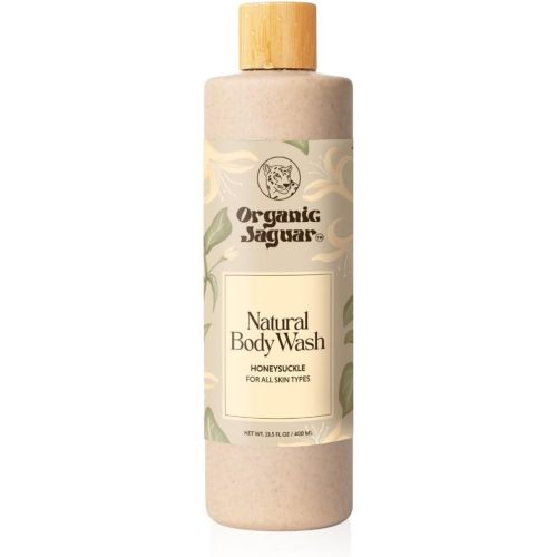 Organic Jaguar Natural Honeysuckle Body Wash with Aloe Vera Gel, Bath and Shower Soap Cleanser for Body Care, Leaves Skin Soft & Hydrated, Unscented, Sulfate and Paraben Free, 13.5 fl oz