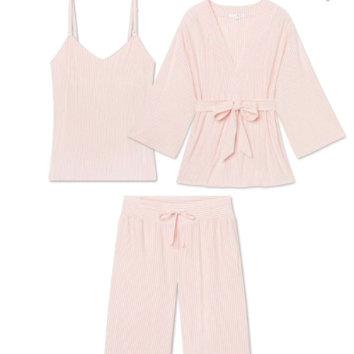 LAKE | Women | DreamModal® Pajamas | Blue Depths Pencil Stripe Maternity Kimono Bundle