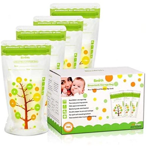 Bimirth Breastmilk Storage Bags, 112 Count BPA Free Convenient Milk Storage Bags for Breastfeeding, 8oz/235ml, 2 Easy Pouring Spouts & Self-Standing Design