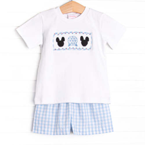 Amusement Park Mouse Smocked Short Set, Blue – Stitchy Fish