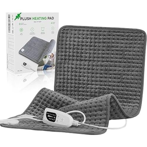 Heating Pad for Period Cramps Back Neck and Shoulders Pain Relief, 17”×33” Large Heated Pad with 4 Level Timing, 6 Level Heat Setting and Auto Shut Off, Christmas Gifts for Women, Men