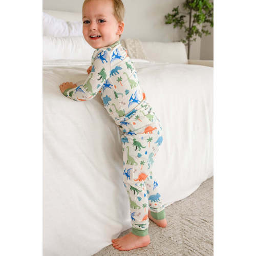 Two-Piece Bamboo Pajamas in Little Fossil Neutral | Caden Lane
