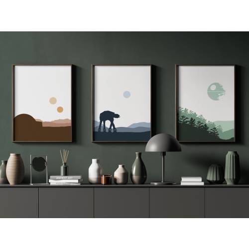 Minimalist Star Wars Inspired Prints Trilogy Series: Tatooine, Endor, Hoth, Star Wars Gift, Digital Download, Home Decor, Star Wars Nursery