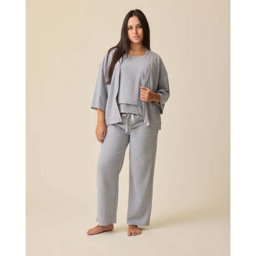 Waffle Maternity & Nursing Three-Piece Lounge Set | Grey Heather - Kindred Bravely