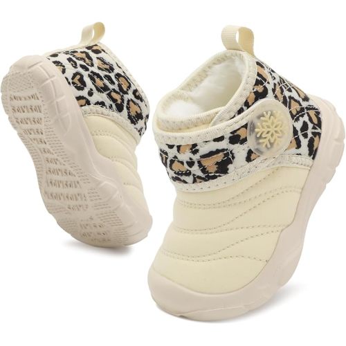 BARERUN Barefoot Baby Boys Girls Boots Warm Winter House Shoes for Toddler Girls Boys Waterproof Fleece Kids Snow Boots Faux Fur Infant Booties Walking Shoes for Indoor Outdoor