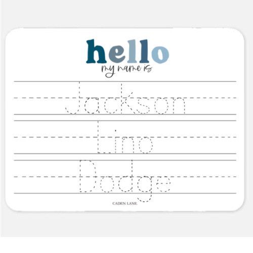 Kids Personalized Whiteboard | Hello My Name Is - Blues