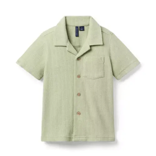 Boy Sage Green The Textured Cabana Shirt by Janie and Jack