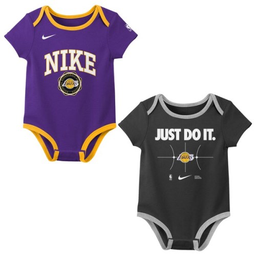 Los Angeles Lakers Nike Newborn Just Do It Two-Pack Bodysuit Set - Purple/Black