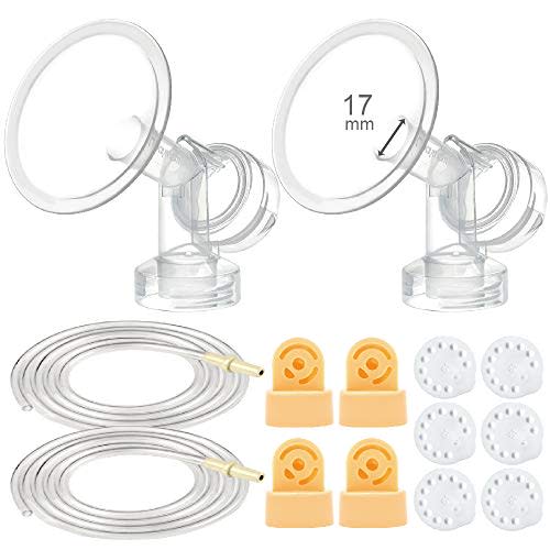 Maymom Breast Pump Kit Compatible with Medela Pump in Style Pumps; 2X Breastshields, 4 Valves, 6 Membranes, & 2 Pump-in-Style Tubing; (17 mm)