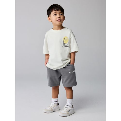 smALLSAINTS White/Party Wave Smile Graphic T-Shirt and Sweat Shorts Set