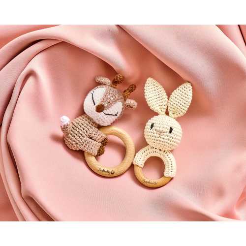 Personalized Crochet Baby Rattle Toy for Girls and Boys, Animal Crochet Baby Rattle, Baby Shower Gift, Baby Rattle Grasping Toy,Newborn Gift