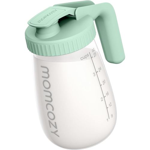 Momcozy Breast Milk Pitcher, Resistant to Heat and Cold Abrupt Temp Swings, No Leak Glass Breast Milk Fridge Storage Container with Wide Mouth, Fast Baby Formula Maker, Green