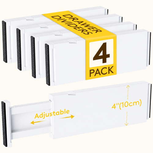 Norcho 4-Pack Drawer Dividers, 4" High Adjustable Drawer Organizer for Clothes, Dresser Organizer, Expandable Drawer Dividers
