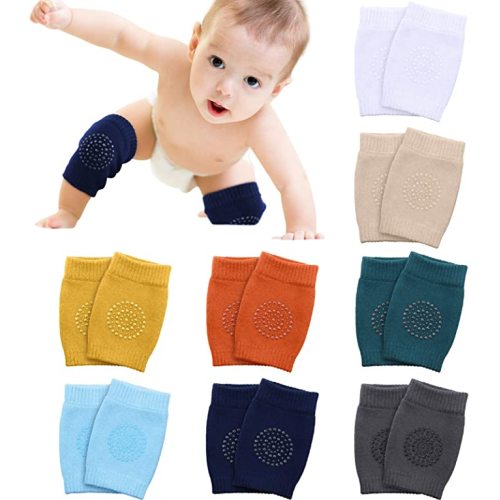 8 Pairs Unisex Baby Crawling Anti-Slip Knee Pads Toddler Knee Protectors Learn to Crawl Socks Leg Warmers - Multicolored