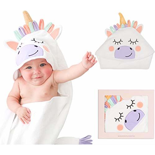 Posh Peanut Baby Hooded Towel - Cotton Infant Towel for The House, Beach, Pool – Super Soft Newborn Drying Bath Towel – Great Idea (Unicorn)