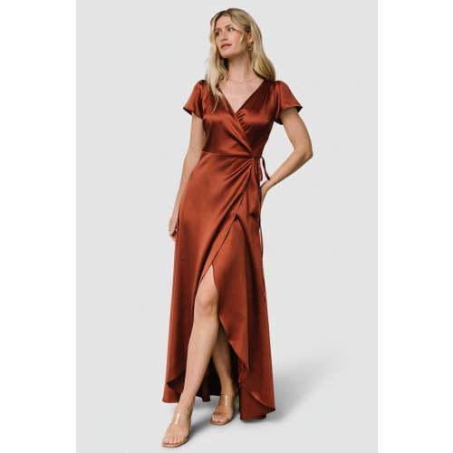 Krystal Satin Wrap Gown | Cinnamon