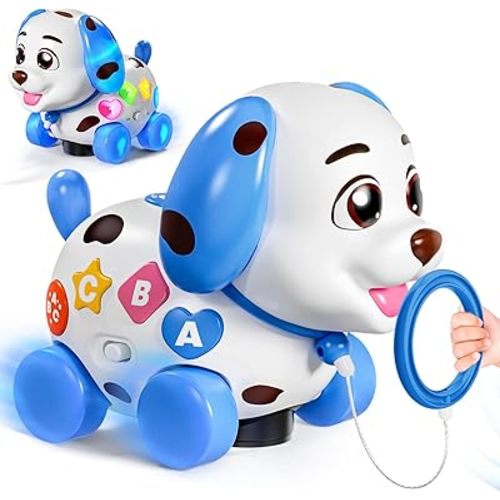 Musical Puppy Toys for 1 Year Old Boy Gift, Crawling and Walking Baby Toy 6-9-12-18 Month, Birthday Gift for 1 Year Old Boy Girl, Bilingual Infant Toys for 7 8 10 Month Olds (Blue)