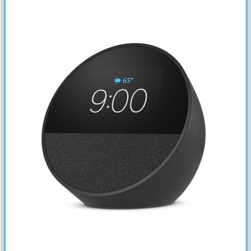 Amazon Echo Spot (newest model), Great for nightstands, offices and kitchens, Smart alarm clock, Designed for Alexa+, Black