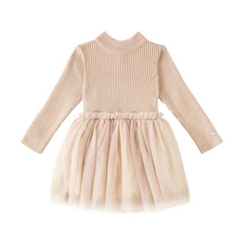 Baby Lotus wool-blend and tulle dress