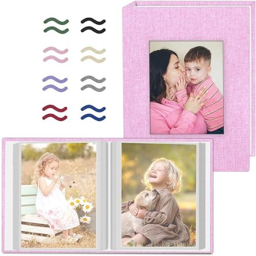 Popotop 2 Pack Photo Album 4x6 Pictures, Small Linen Slip-in Photo Albums Book for 80 Photos with 40 Pockets, Birthday Gifts for Women Mom Family Baby