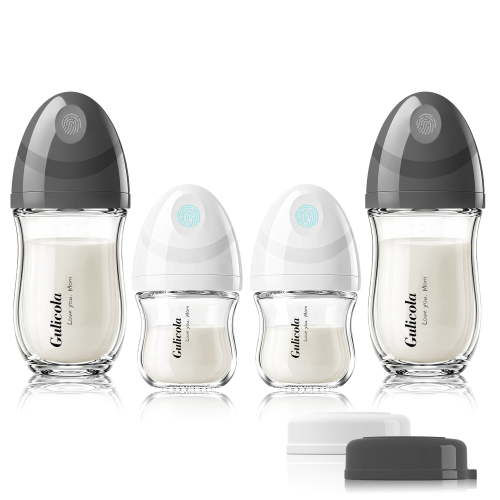 Gulicola Baby Bottles Set, Natural Glass, 3 oz and 5 oz, White