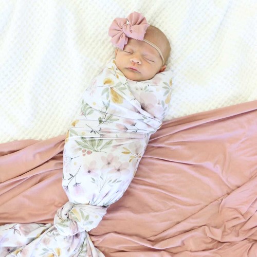 Maeve's Mauve & Mustard Floral Oversized Swaddle Blanket