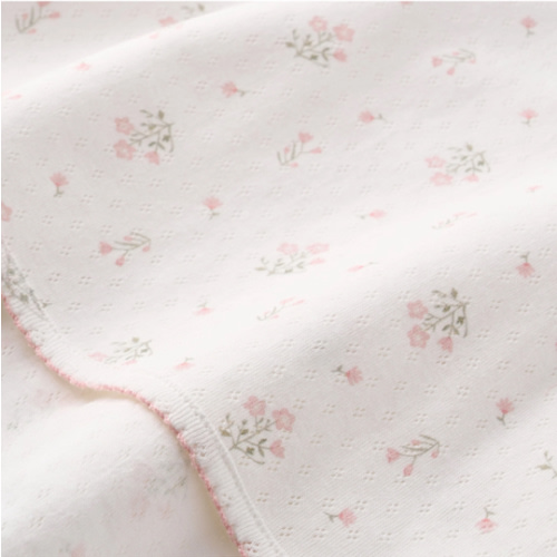 Folklore Floral Print Organic Cotton Pointelle Baby Blanket – Elegant Baby