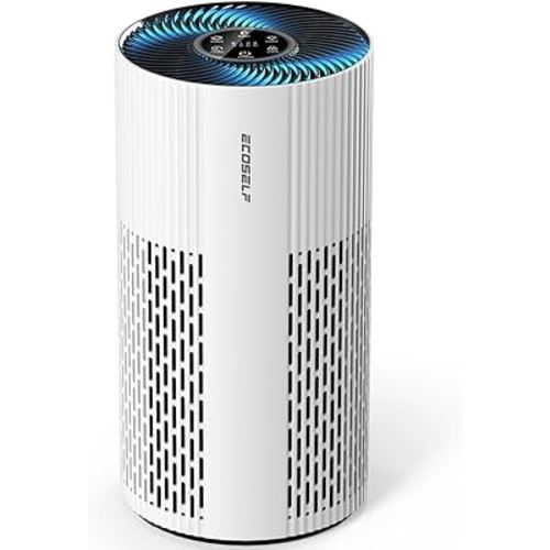 Air Purifiers for Home Large Room Cover Up to 1500 Ft² with True HEPA Filter, 20dB Sleep Mode, 360° Air Intake & Outlet, Air Cleaner for Bedroom Pets, 7 Color Light, HAP604, Bright White