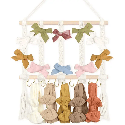 POVETIRE Headband Holder Bow Holder for Girls Hair Bows,Baby Headband Holder Organizer Hair Bow Hair Accessories Organizer Storage Wall Hanging Decor for Nursery Toddler Girls Room