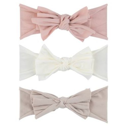 Ely's & Co. Bow Headbands Set Blush Pink,Ivory,Tan 0-12 Months 3 Pack