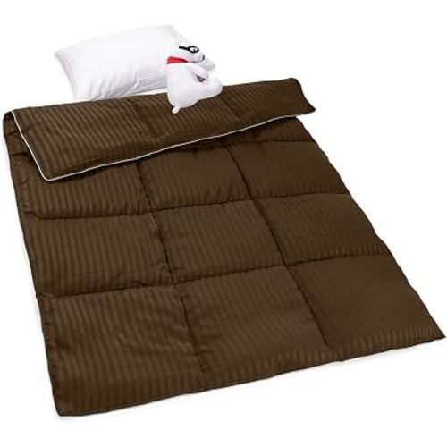 ZPECC Toddler Down Alternative Comforter, 39x47 Hypoallergenic Baby Blanket Quilt, Soft Breathable Lightweight All Season Kids Duvet Insert for Crib Stroller Cot Daycare, Brown