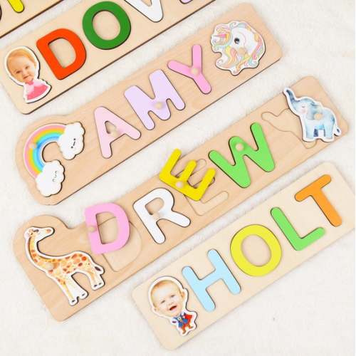 Personalized Name Puzzle With Pegs for Toddlers, Montessori Toys for Child, Baby Shower Gift, Custom Wooden Nursery Decor Christmas Present
        , 
                    8 letters with pegs
                , 
                    with animals