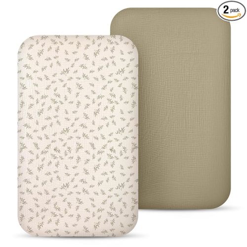 lulumoon Muslin Bassinet Sheets Baby: Cotton Bedside Sleeper Bassinet Sheets Fitted for Boys and Girls