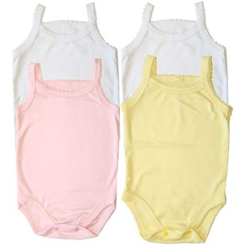 B-One Kids Baby Girls' Camisole Bodysuit Cotton Super Soft 4-Pack