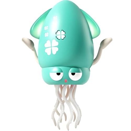 Pbooo Dancing Octopus Toys, Tummy Time Toys, Dancing Squid Baby Toys with LED Lights, Rechargeable Crawling Octopus Toy for 6-12 12-18 36 Months 1 Year Old, Interactive Moving for Boys Girls