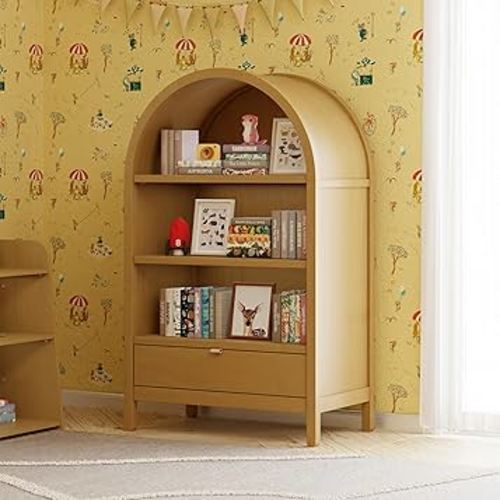 Babyletto Bondi Bookcase | Space-Saving Storage for Small Rooms, Kids Bedroom & Living Room | GREENGUARD Gold Certified Book Case | Assembled Wooden Book Shelf with Adjustable Shelf & Drawer - Honey