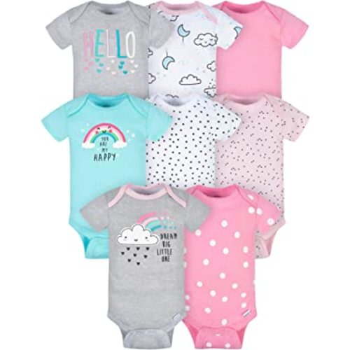Gerber Baby-Girls 8-Pack Short Sleeve Onesies Bodysuits