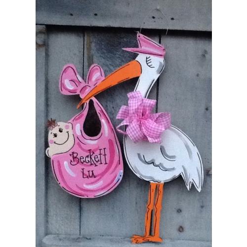 Baby announcement sign, stork sign, stork announcement sign, newborn announcement sign, newborn door sign, baby door sign, stork door sign
