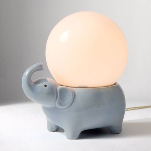 Table lamp – West Elm Elephant, blue ceramic (9")